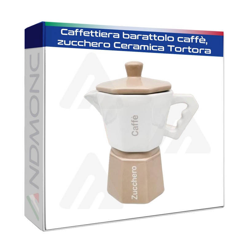 Caffettiera barattolo caffè,zucchero Ceramica Tortora