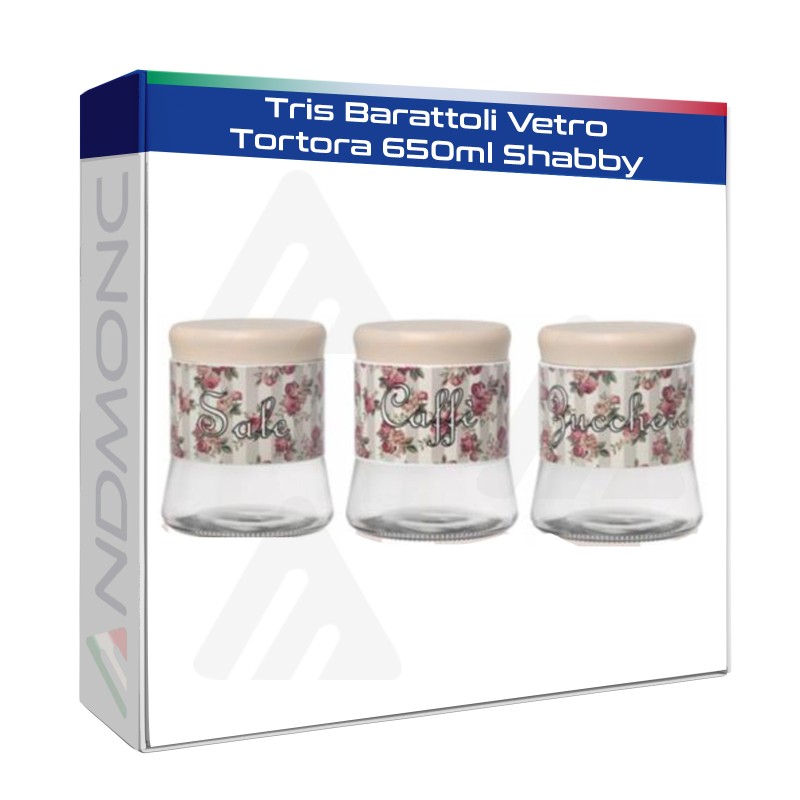 Tris Barattoli Vetro Tortora 650ml Shabby