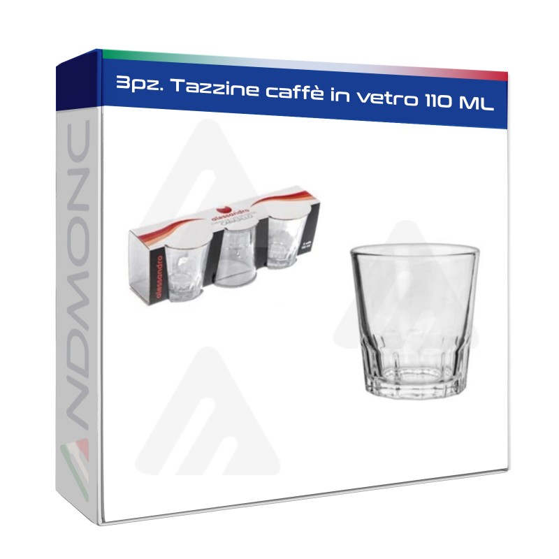 3pz. Tazzine caffè in vetro 110 ML