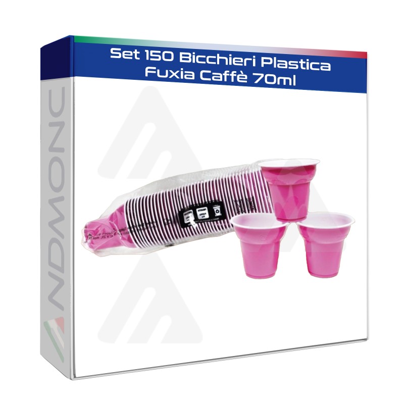 Set 150 Bicchieri Plastica Fuxia Caffè 70ml