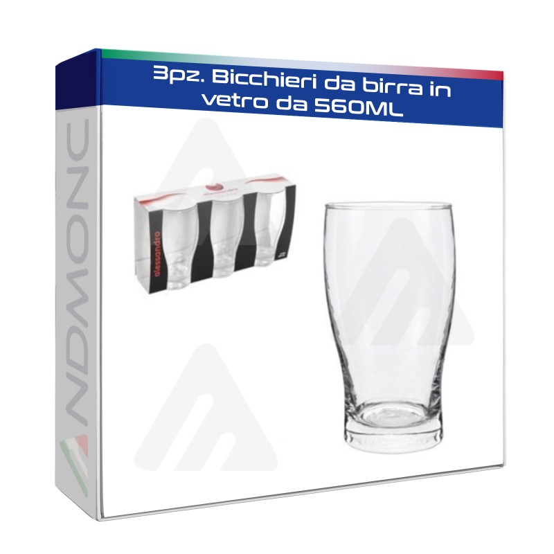 3pz. Bicchieri da birra in Vetro da 560ML