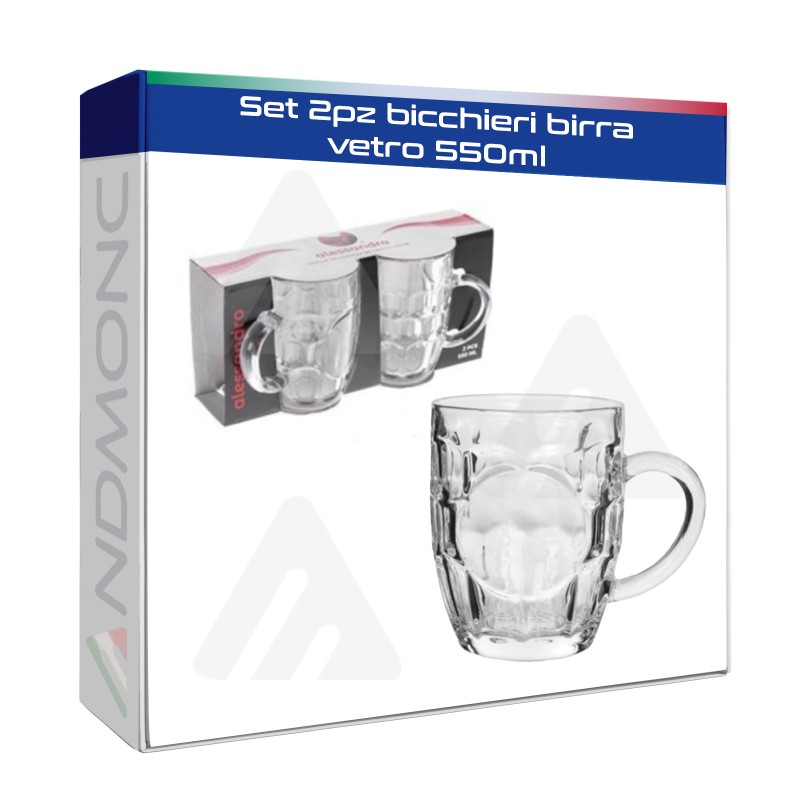 Set 2pz bicchieri birra vetro 550ml