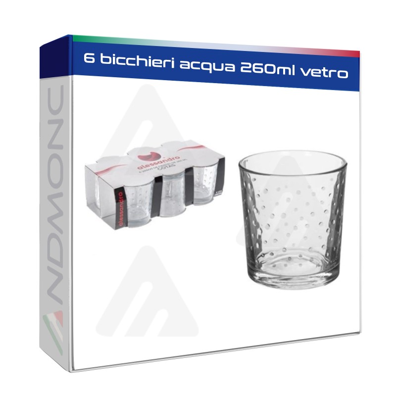 6 bicchieri acqua 260ml vetro