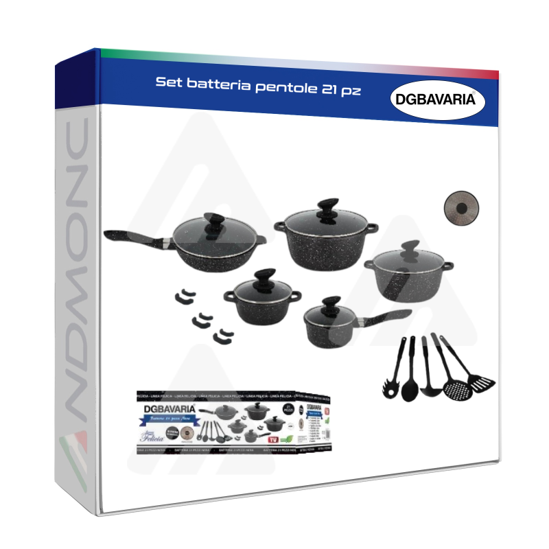 Set batteria pentole 21 pz DGBAVARIA nera