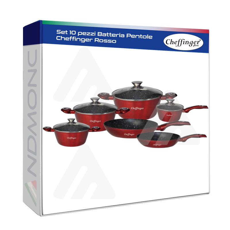 Set 10 pezzi Batteria Pentole Cheffinger Rosso