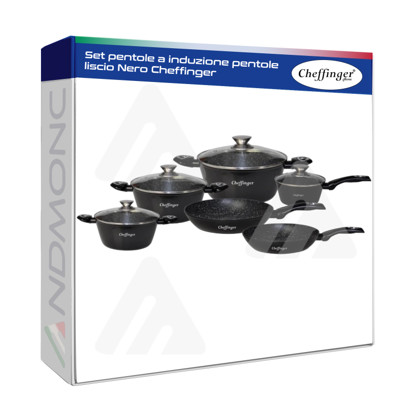 Set pentole a induzione pentole liscio Nero Cheffinger