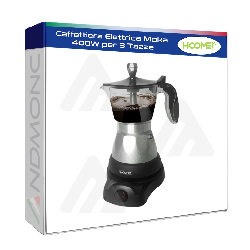 Caffettiera Elettrica Moka 400W Macchina per caffè Macinato per 3 Tazze HM-5710