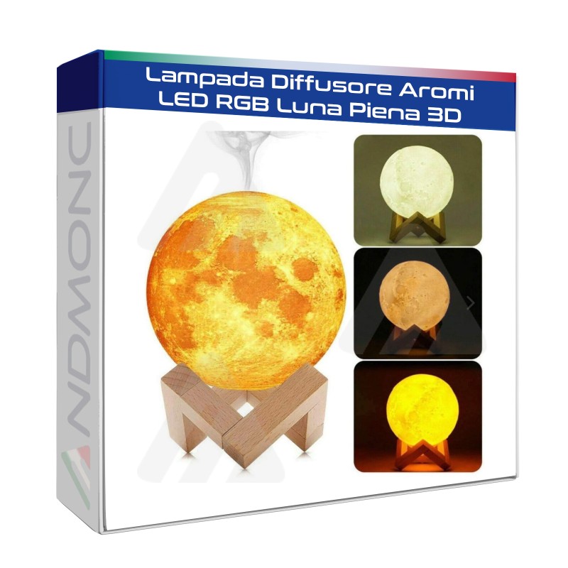 Lampada Diffusore Aromi LED RGB Luna Piena 3D