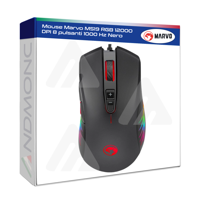 Mouse Marvo M519 RGB 12000 DPI 8 pulsanti 1000 Hz Nero