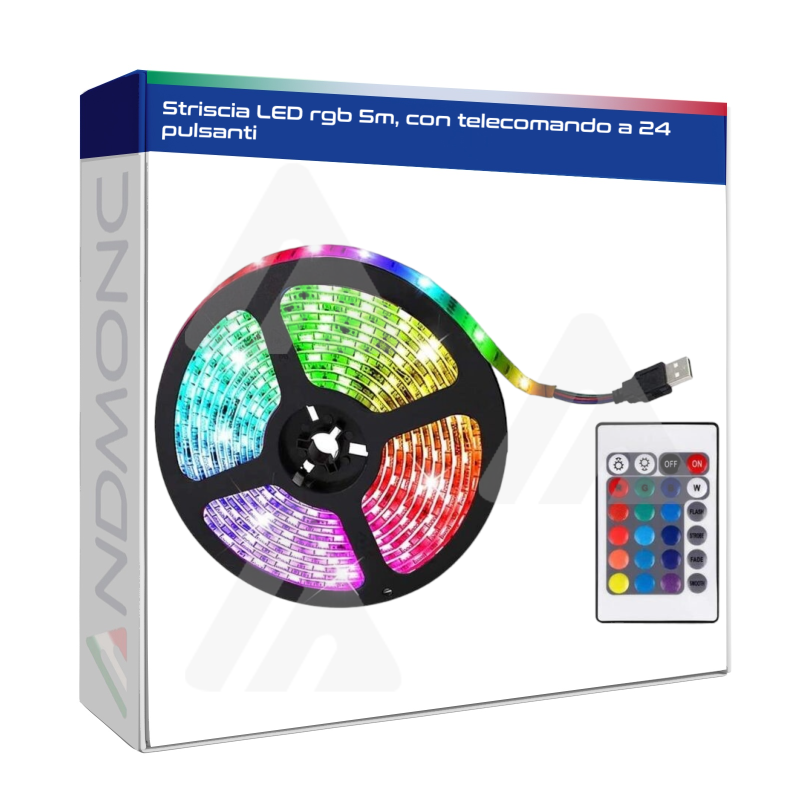 Striscia LED rgb 5m, con telecomando a 24 pulsanti