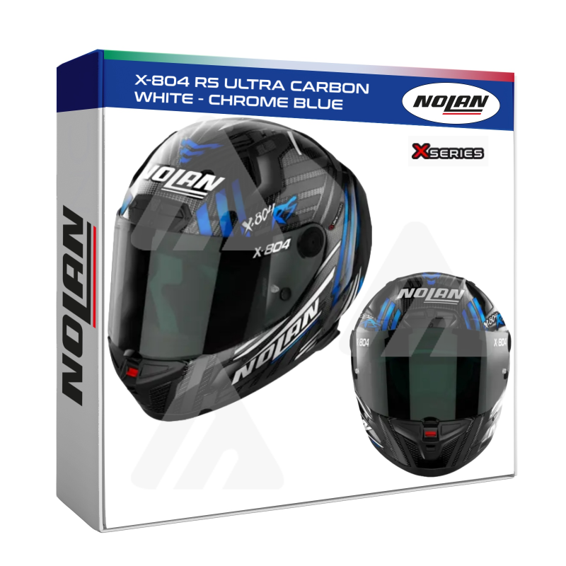 Casco Integrale Nolan X-804 RS ULTRA CARBON (WHITE - CHROME BLUE)