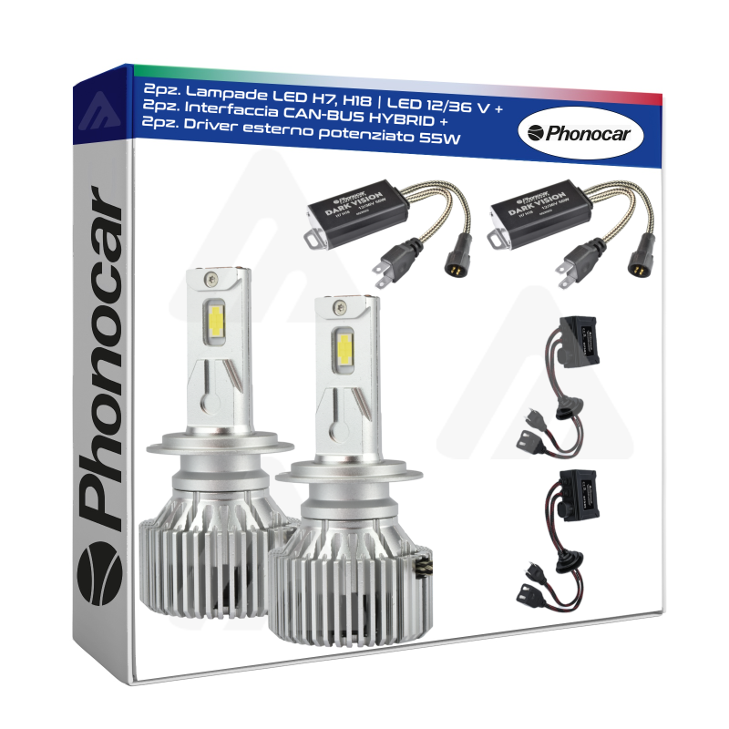 Coppia Lampade H7, H18 | LED 12/36 V Phonocar 8500 Lm CAN BUS