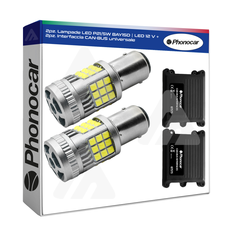 Coppia Lampade P21/5W BAY15D | LED 12 V Phonocar CAN BUS