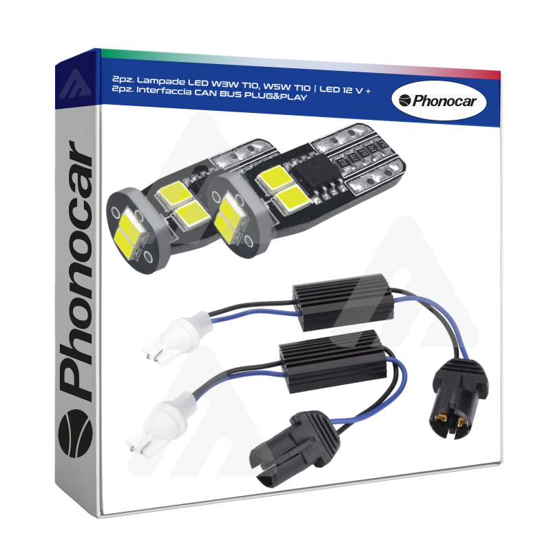 Coppia Lampade W3W T10, W5W T10 | LED 12 V Phonocar CAN BUS