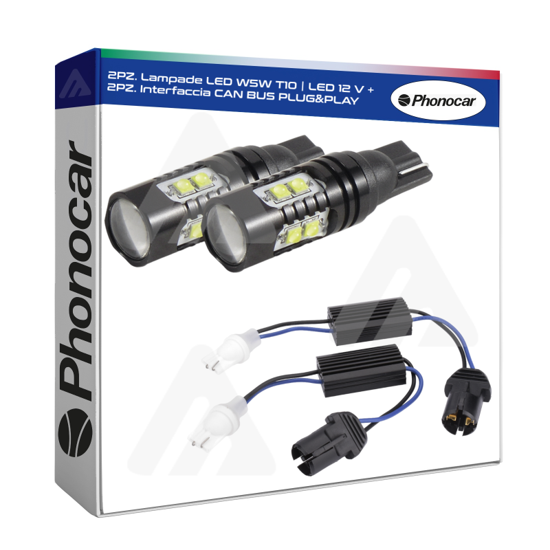 Coppia Lampade W5W T10 | LED 12 V Phonocar CAN BUS