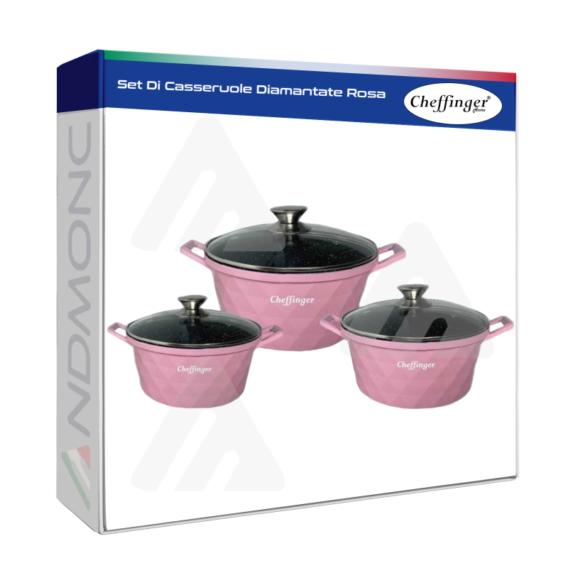 Cheffinger Set Di Casseruole Diamantate Rosa