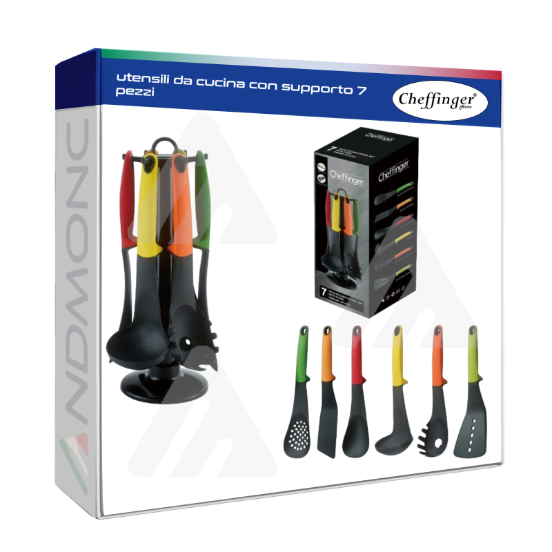 utensili da cucina con supporto 7 pezzi Cheffinger