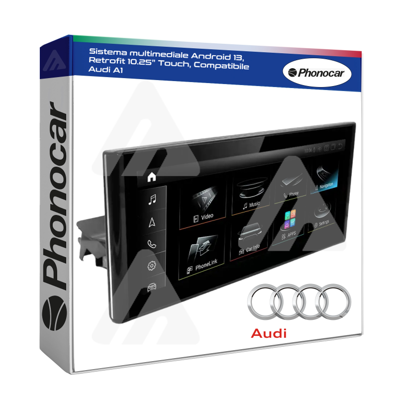 Phonocar Sistema Multimediale Autoradio Retrofit Audi A1 Android 13 10.25"