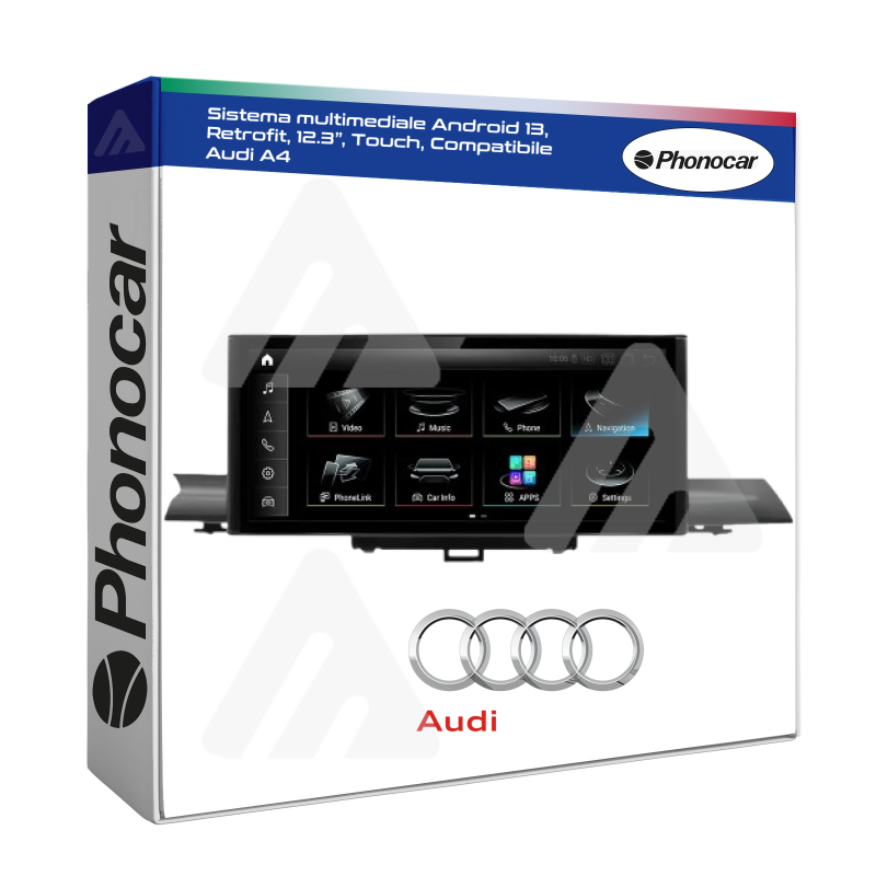 Phonocar Sistema Multimediale Autoradio Retrofit Audi A4 Android 13 12.3”