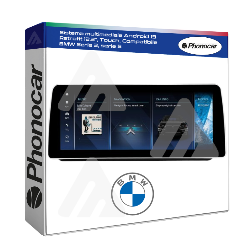 Phonocar Sistema Multimediale Autoradio Retrofit BMW Serie 3, 5 Android 13 12.3”