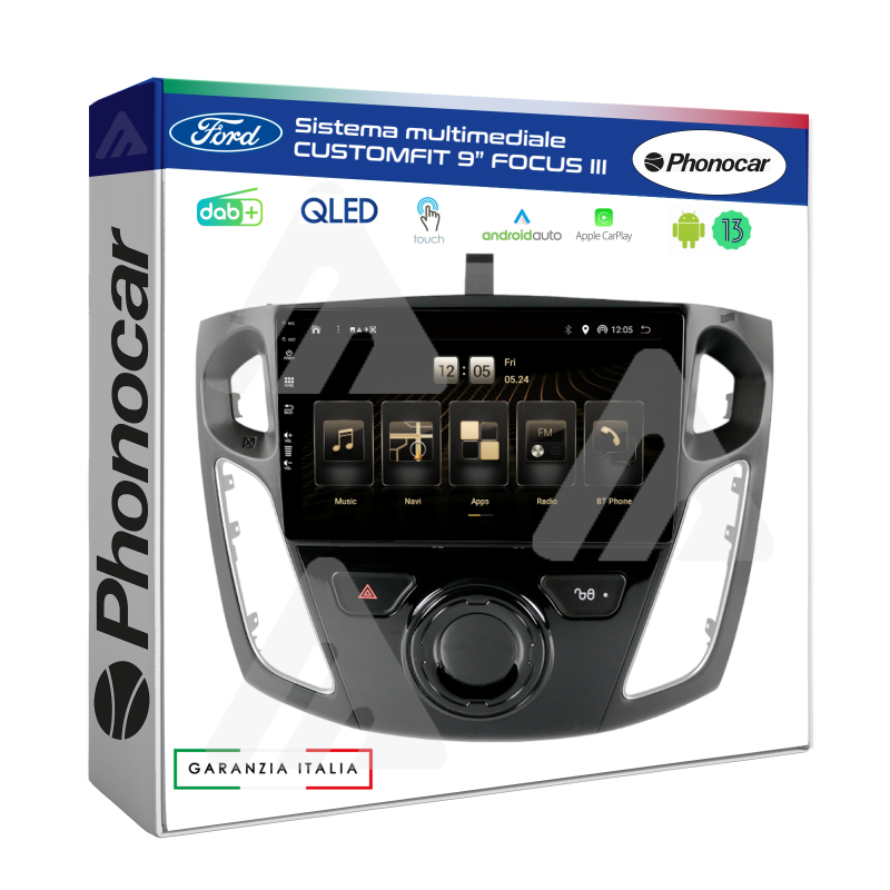 Phonocar Sistema Multimediale Autoradio Customfit Ford Focus III Android 9”