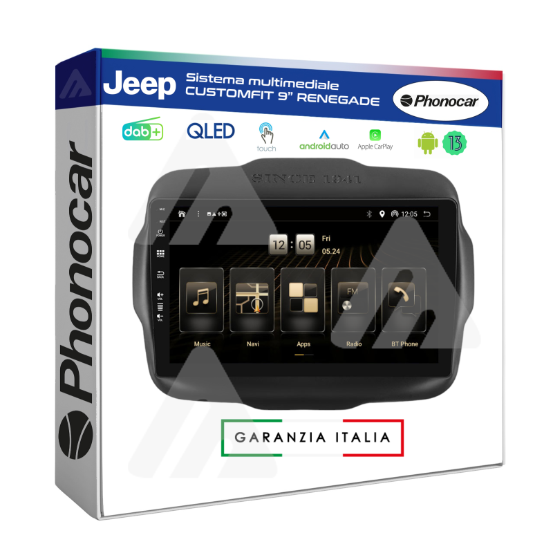 Phonocar Sistema Multimediale Autoradio Customfit Jeep Renegade Android 9”