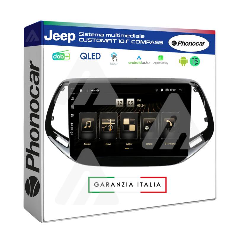 Phonocar Sistema Multimediale Autoradio Customfit Jeep Compass Android 10.1”