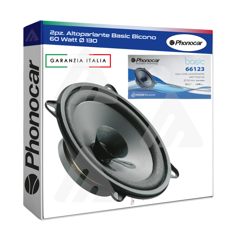 2pz. Phonocar Altoparlante Basic Bicono 60 Watt Ø 130