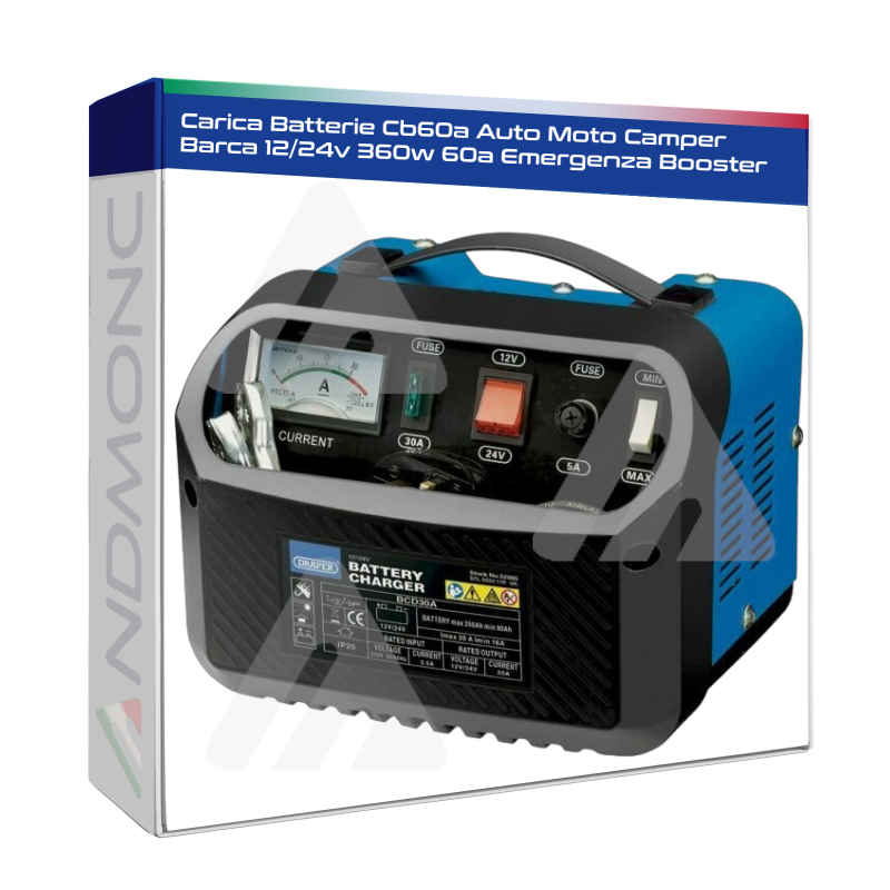 Carica Batterie Cb60a Auto Moto Camper Barca 12/24v 360w 60a Emergenza Booster