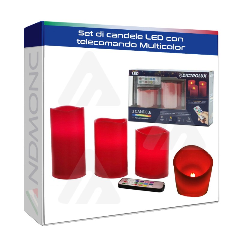 Set di candele LED con telecomando Multicolor