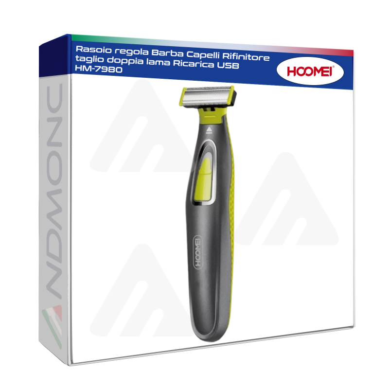 Rasoio regola Barba Capelli Rifinitore taglio doppia lama Ricarica USB HM-7980