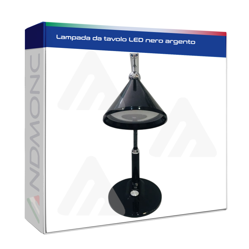 lampada da tavolo LED nero argento