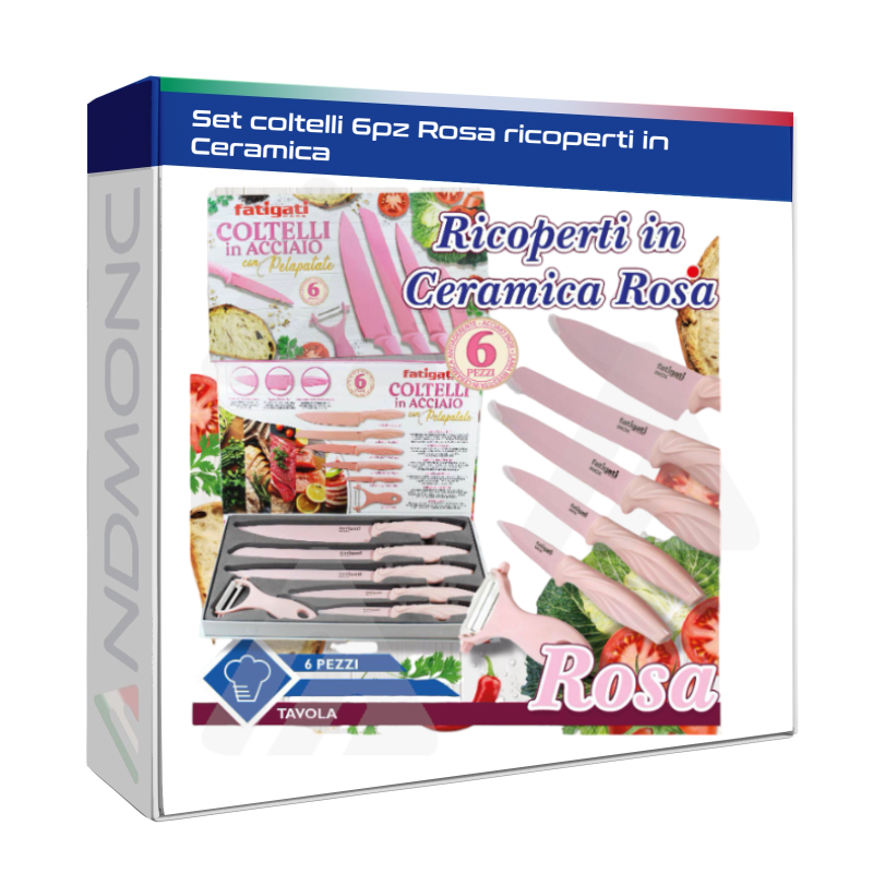 Set coltelli 6pz Rosa ricoperti in Ceramica Fatigati