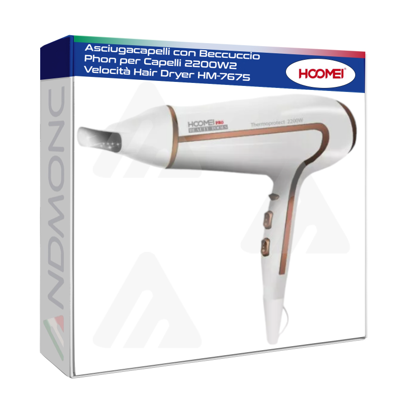 Asciugacapelli con Beccuccio Phon per Capelli 2200W2 Velocità Hair Dryer HM-7675