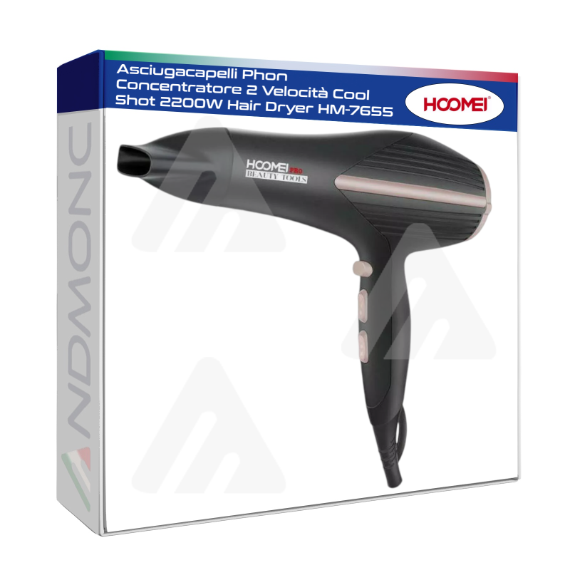 Asciugacapelli Phon Concentratore 2 Velocità Cool Shot 2200W Hair Dryer HM-7655