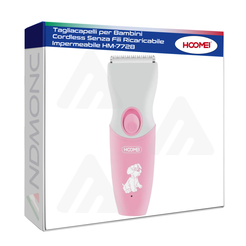 Tagliacapelli per Bambini Cordless Senza Fili Ricaricabile Impermeabile HM-7728 Rosa