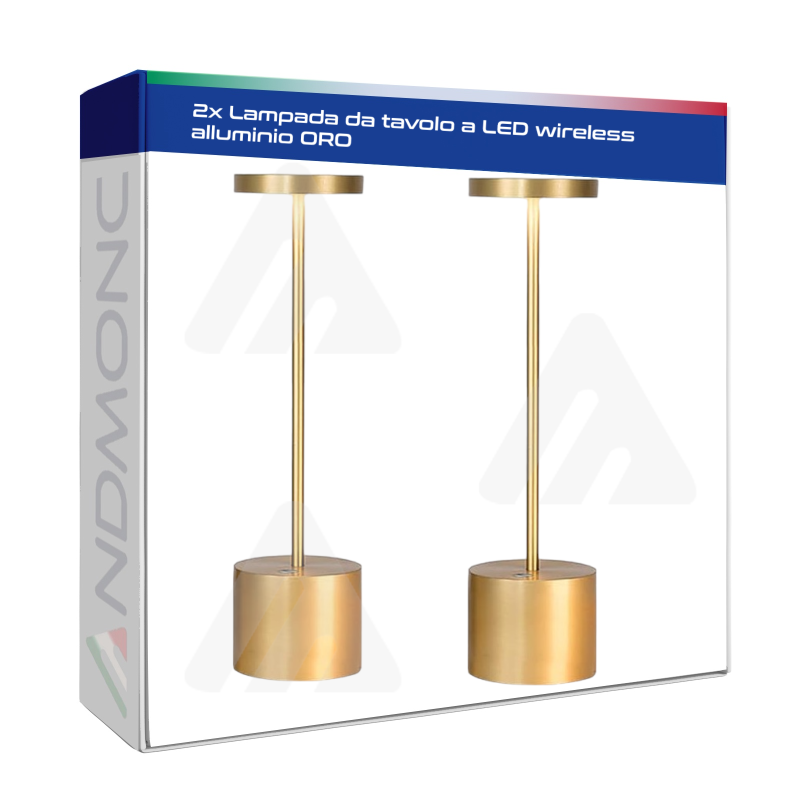 2 Pezzi Lampada da tavolo a LED wireless alluminio