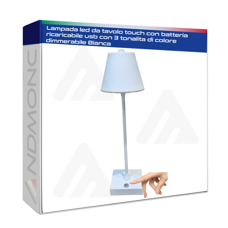 Lampada led da tavolo touch con batteria ricaricabile usb con 3 tonalita di colore dimmerabile Bianca