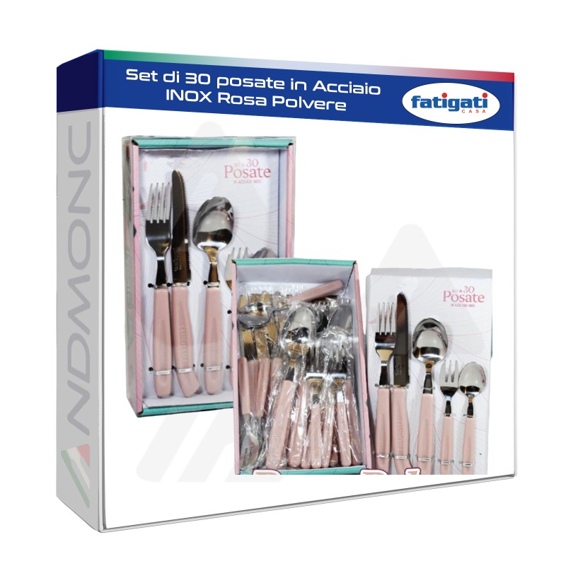 Set di 30 posate in Acciaio INOX Rosa Polvere Fatigati