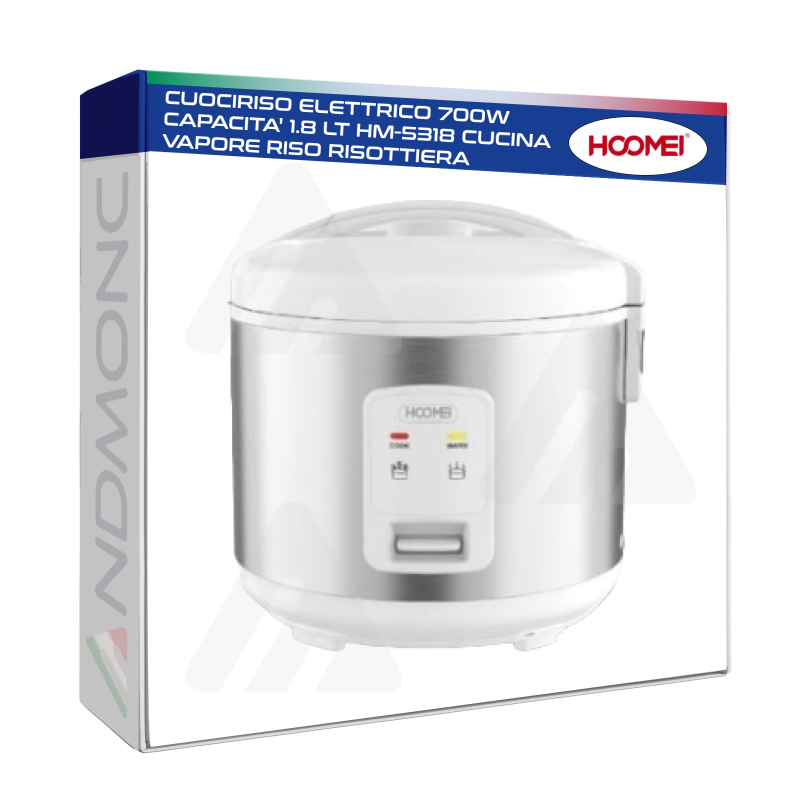 Cuociriso elettrico 700W capacita' 1.8 LT HM-5318 cucina VAPORE riso risottiera