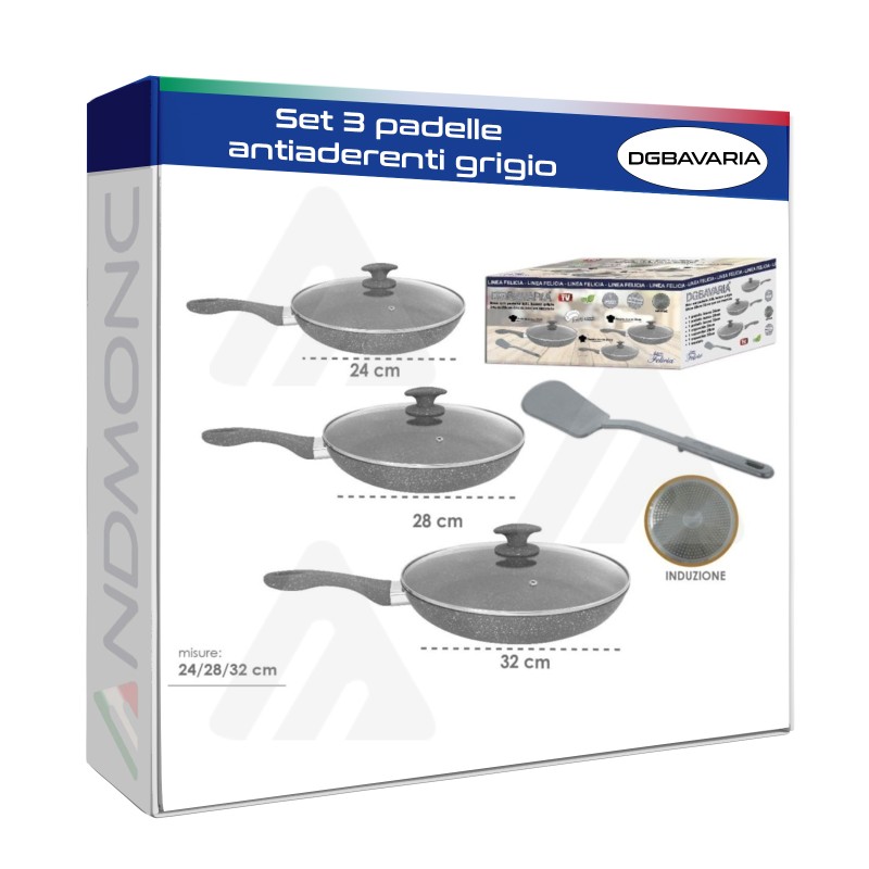 Set 3 padelle DGBAVARIA antiaderenti grigio