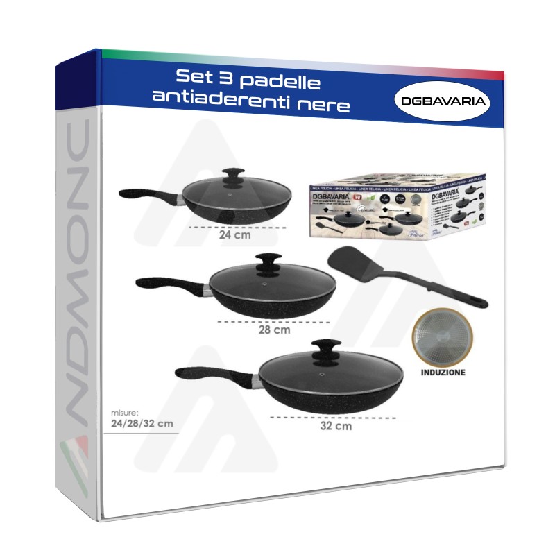 Set 3 padelle DGBAVARIA antiaderenti nere