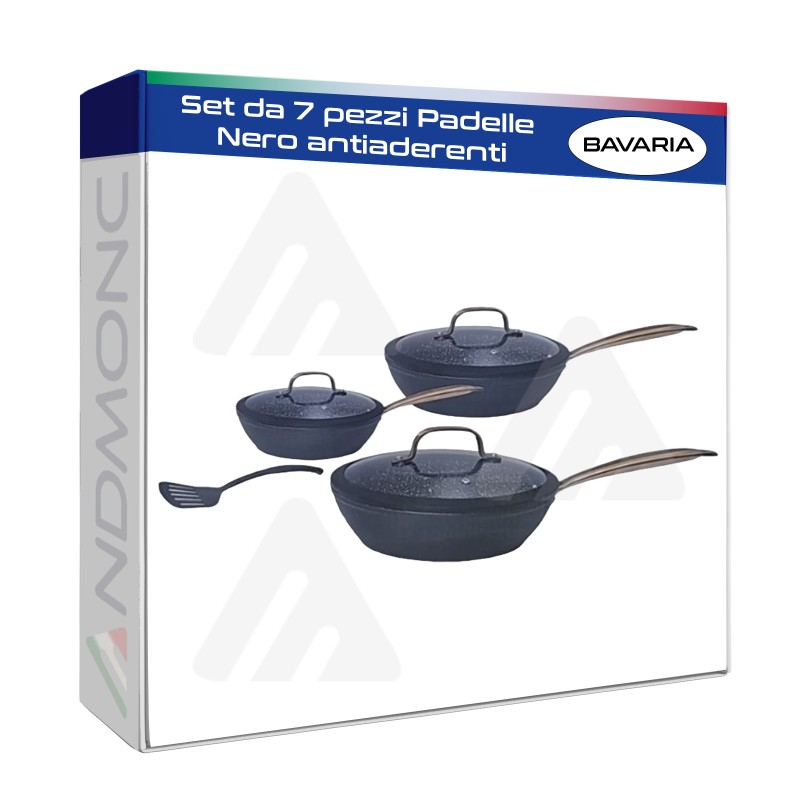 Set da 7 pezzi Padelle Bavaria Nero antiaderenti