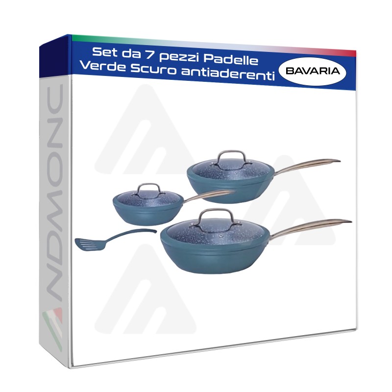 Set da 7 pezzi Padelle Bavaria Verde Scuro antiaderenti