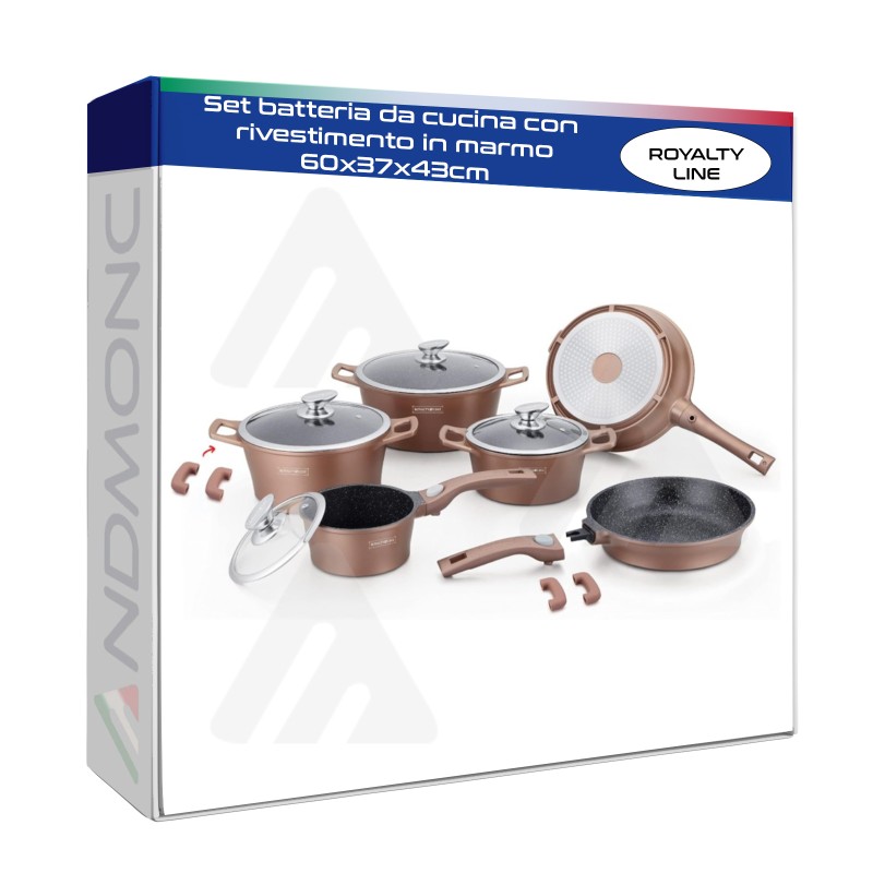 Set batteria da cucina con rivestimento in marmo, 60x37x43cm