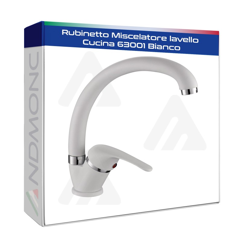 Rubinetto Miscelatore lavello Cucina 63001 Bianco