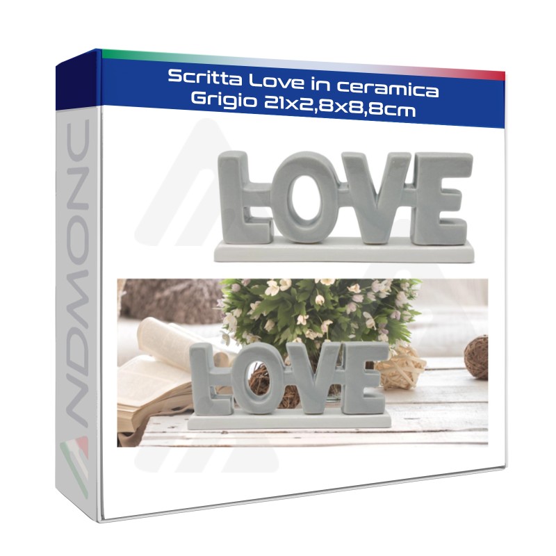 Scritta Love in ceramica Grigio 21x2,8x8,8cm