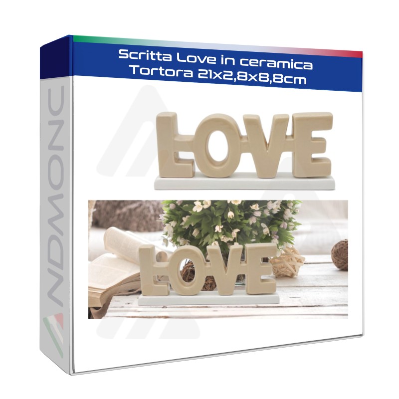 Scritta Love in ceramica Tortora 21x2,8x8,8cm