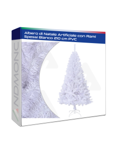 Albero di Natale Artificiale con Rami Spessi Bianco 210 cm PVC