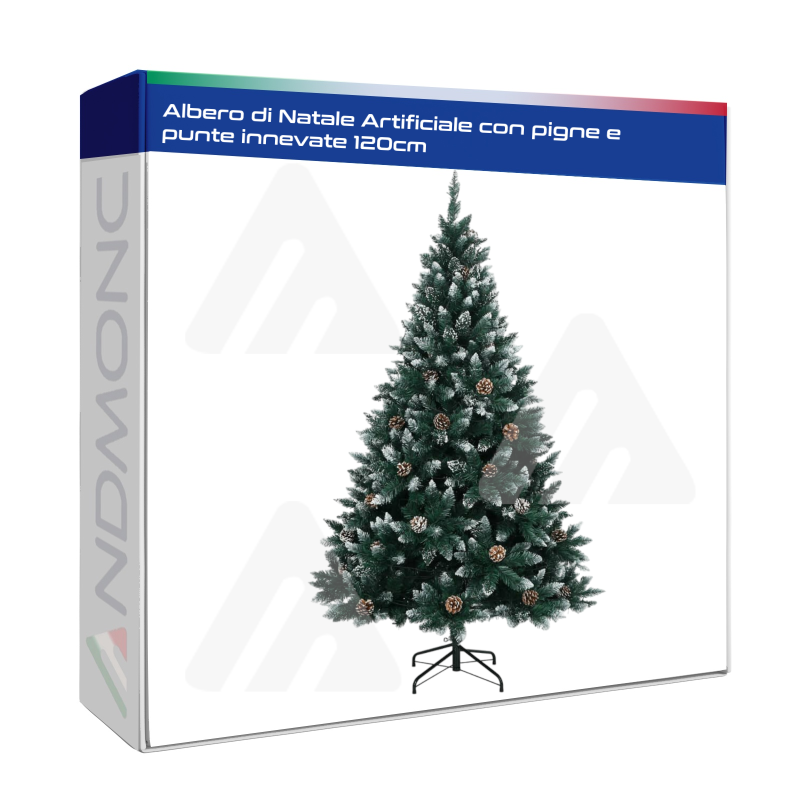 Albero di Natale Artificiale con pigne e punte innevate 120cm